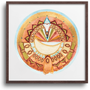 Harvest mandala print dark kiaat frame