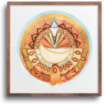 Harvest mandala print teak frame